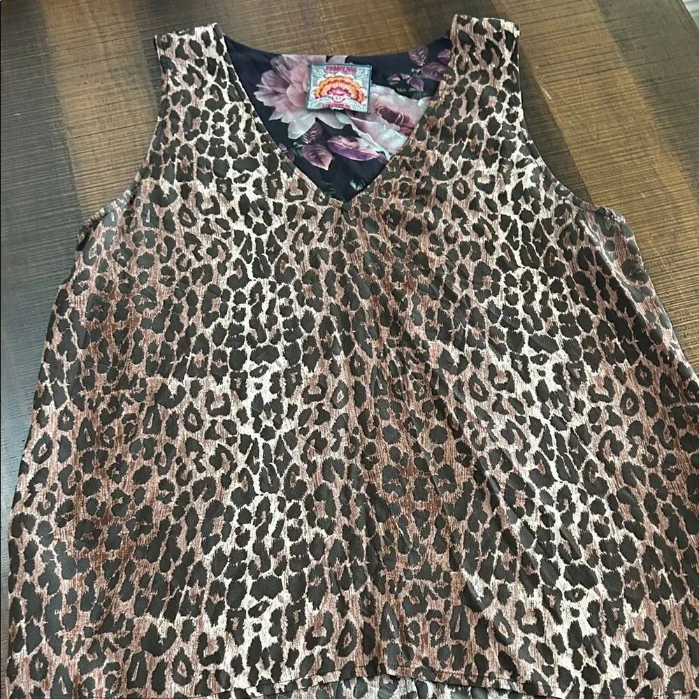 Johnny Was Brown Leopard Print Tank Top